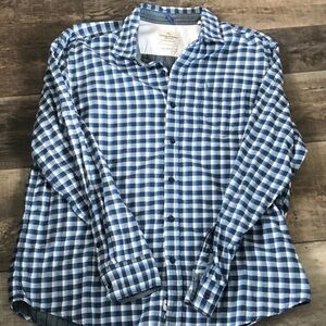 Tommy Bahama Blue and White Check Button-Down Shirt